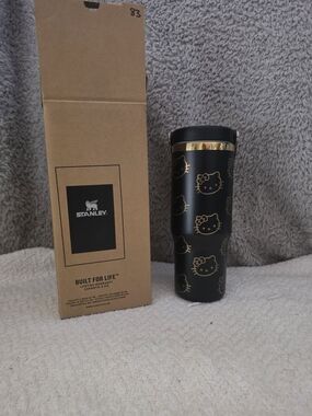 Hello Kitty Black & Gold Engraved Travel Tumbler 30oz